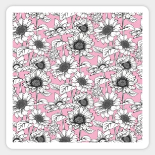 Sunflowers Line Art Pattern Sticker